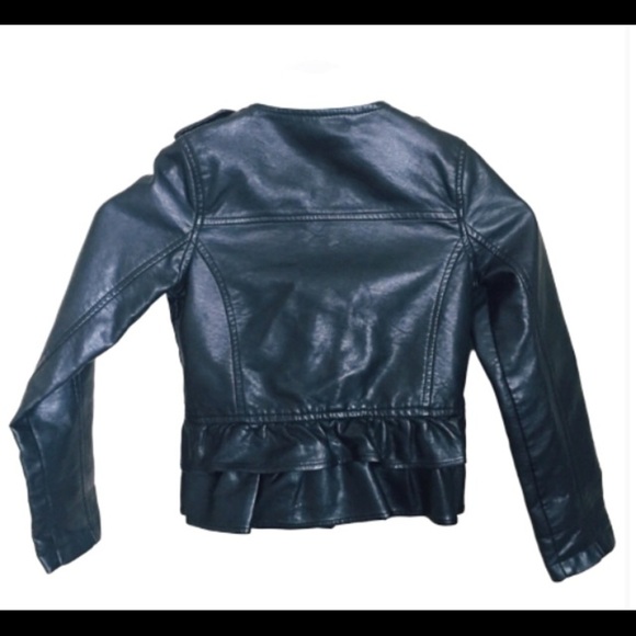 JOE FRESH Peplum Faux Leather Moto Biker Jacket With Zipper Front Black Girls 6Y - Picture 4 of 9